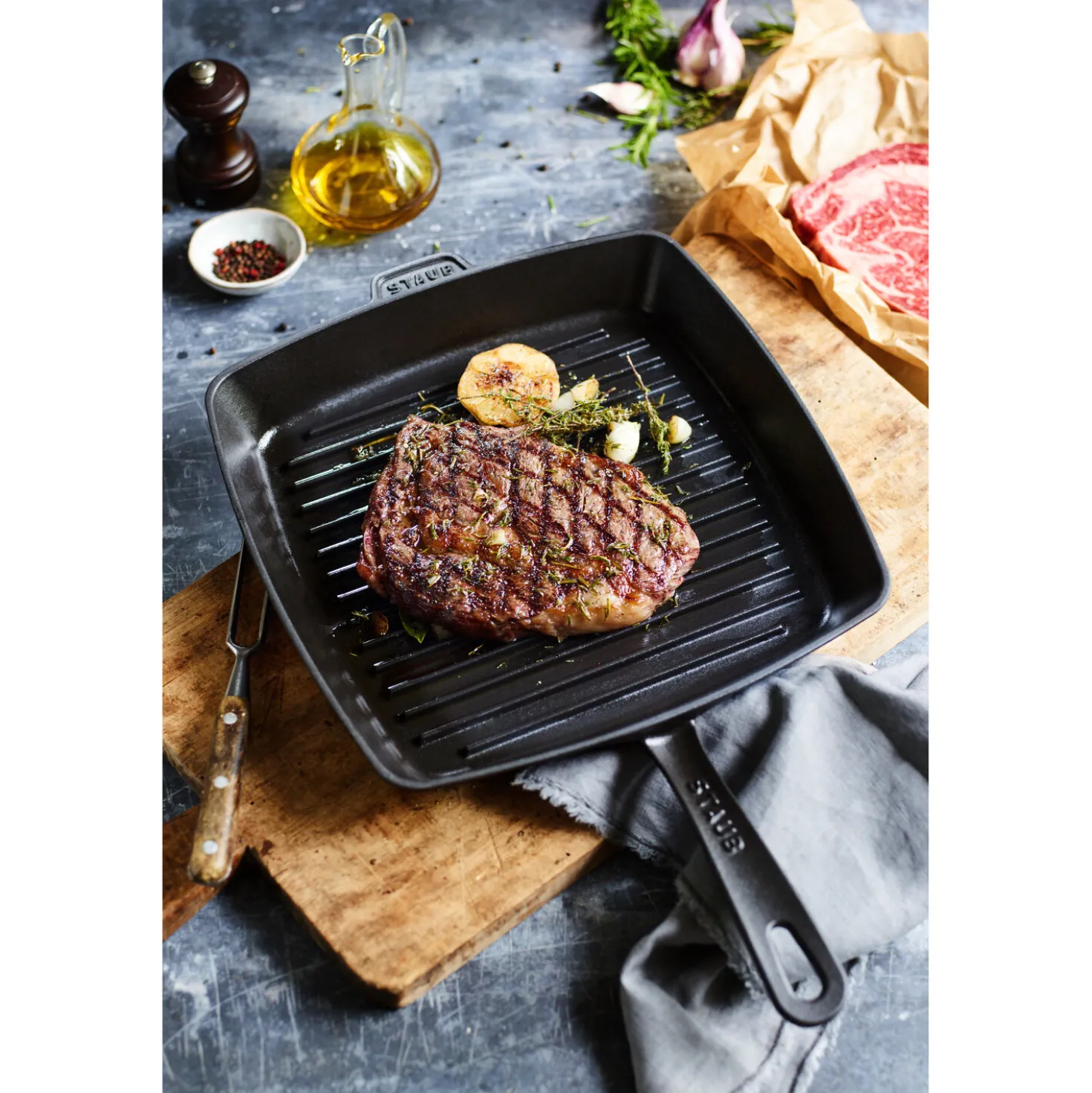 American Grill 30 cm, Gusseisen, Graphit-Grau