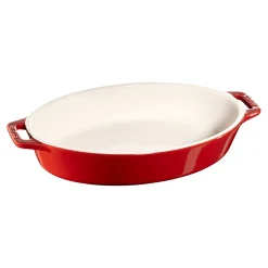 Auflaufform 23 cm, oval, Kirsch-Rot, Keramik