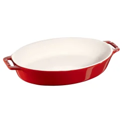 Auflaufform 29 cm, oval, Kirsch-Rot, Keramik