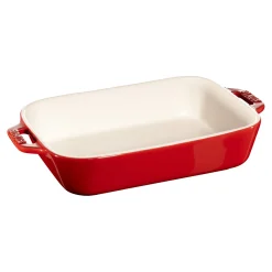 Auflaufform 20 x 16 cm, rechteckig, Kirsch-Rot, Keramik