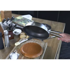 Bratpfanne 20 cm, 18/10 Edelstahl, Silber-Schwarz