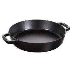 Bratpfanne mit 2 Griffen 26 cm, rund, Schwarz, Gusseisen