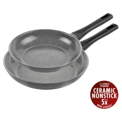 Bratpfannenset, 2-tlg. / 24/28 cm, Grau, Aluminium/ Antihaftbeschichtung
