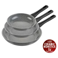 Bratpfannenset, 3-tlg. / 20/24/28 cm, Grau, Aluminium/Antihaftbeschichtung