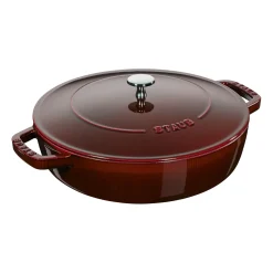 Bräter mit Chistera Drop-Structure 28 cm, rund, Grenadine-Rot, Gusseisen
