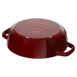 Bräter mit Chistera Drop-Structure 24 cm, rund, Grenadine-Rot, Gusseisen