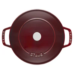 Bräter mit Chistera Drop-Structure 24 cm, rund, Grenadine-Rot, Gusseisen