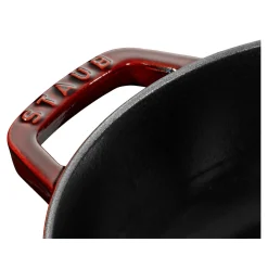 Bräter mit Chistera Drop-Structure 24 cm, rund, Grenadine-Rot, Gusseisen