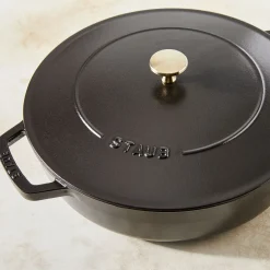 Bräter mit Chistera Drop-Structure 28 cm, rund, Schwarz, Gusseisen