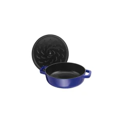 Bräter mit Chistera Drop-Structure 24 cm, rund, Dunkelblau, Gusseisen