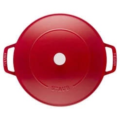 Bräter mit Chistera Drop-Structure 28 cm, rund, Kirsch-Rot, Gusseisen