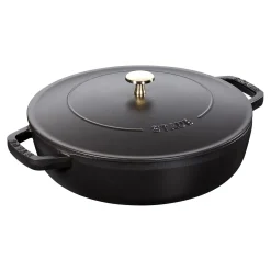 Bräter mit Chistera Drop-Structure 24 cm, rund, Schwarz, Gusseisen