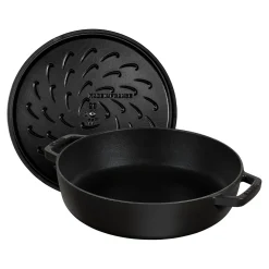 Bräter mit Chistera Drop-Structure 24 cm, rund, Schwarz, Gusseisen