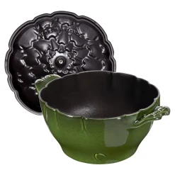 Cocotte 22 cm, Artischocke, Basilikum-Grün, Gusseisen