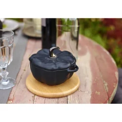 Cocotte 15 cm, Kürbis, Schwarz, Keramik