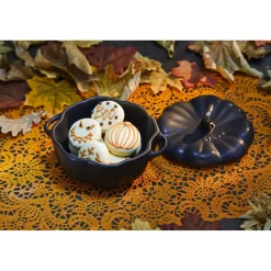 Cocotte 15 cm, Kürbis, Schwarz, Keramik