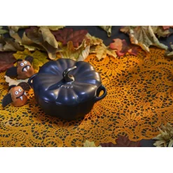 Cocotte 12 cm, Kürbis, Schwarz, Keramik