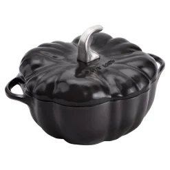 Cocotte 24 cm, Kürbis, Schwarz, Gusseisen
