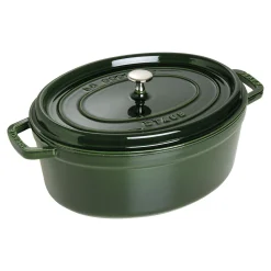 Cocotte 31 cm, oval, Basilikum-Grün, Gusseisen