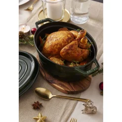 Cocotte 31 cm, oval, Basilikum-Grün, Gusseisen