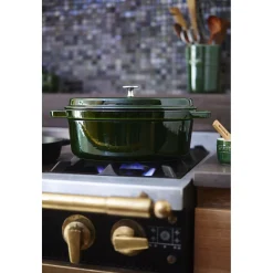 Cocotte 33 cm, oval, Basilikum-Grün, Gusseisen
