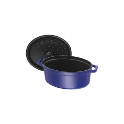 Cocotte 33 cm, oval, Dunkelblau, Gusseisen