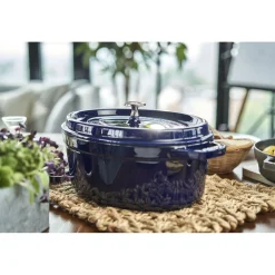 Cocotte 31 cm, oval, Dunkelblau, Gusseisen