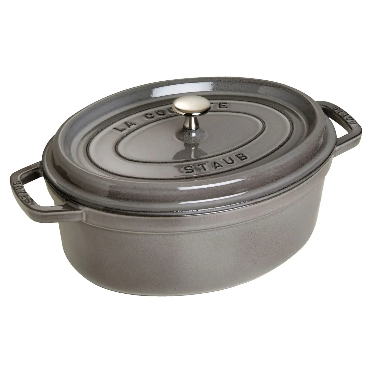 Cocotte 37 cm, oval, Graphit-Grau, Gusseisen