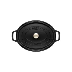 Cocotte 15 cm, oval, Schwarz, Gusseisen