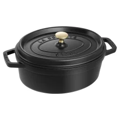 Cocotte 27 cm, oval, Schwarz, Gusseisen