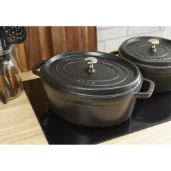 Cocotte 27 cm, oval, Schwarz, Gusseisen