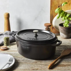 Cocotte 31 cm, oval, Schwarz, Gusseisen