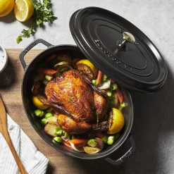 Cocotte 31 cm, oval, Schwarz, Gusseisen