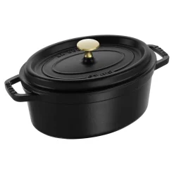 Cocotte 23 cm, oval, Schwarz, Gusseisen