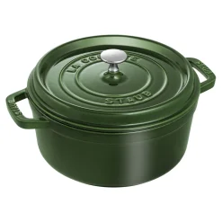 Cocotte 24 cm, rund, Basilikum-Grün, Gusseisen
