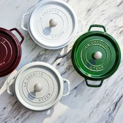 Cocotte 24 cm, rund, Basilikum-Grün, Gusseisen