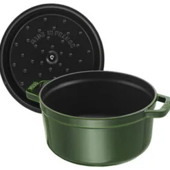 Cocotte 24 cm, rund, Basilikum-Grün, Gusseisen