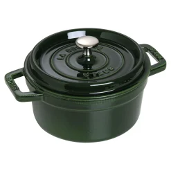Cocotte 22 cm, rund, Basilikum-Grün, Gusseisen