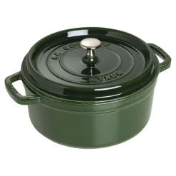 Cocotte 26 cm, rund, Basilikum-Grün, Gusseisen