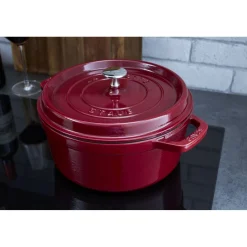 Cocotte 24 cm, rund, Bordeaux, Gusseisen