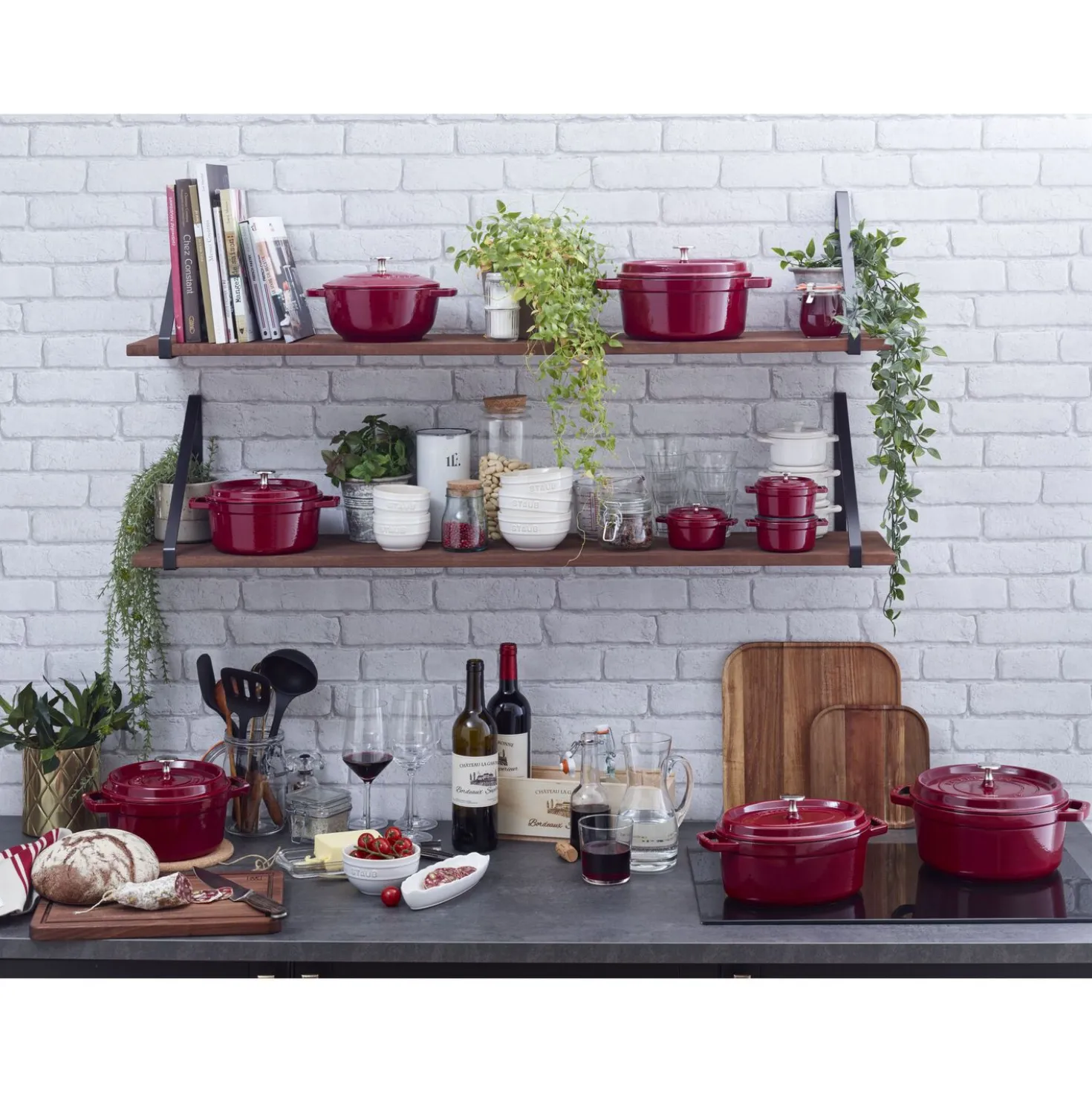 Cocotte 26 cm, rund, Bordeaux, Gusseisen
