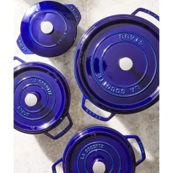 Cocotte 26 cm, rund, Dunkelblau, Gusseisen