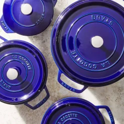 Cocotte 24 cm, rund, Dunkelblau, Gusseisen