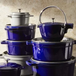 Cocotte 24 cm, rund, Dunkelblau, Gusseisen
