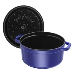 Cocotte 20 cm, rund, Dunkelblau, Gusseisen