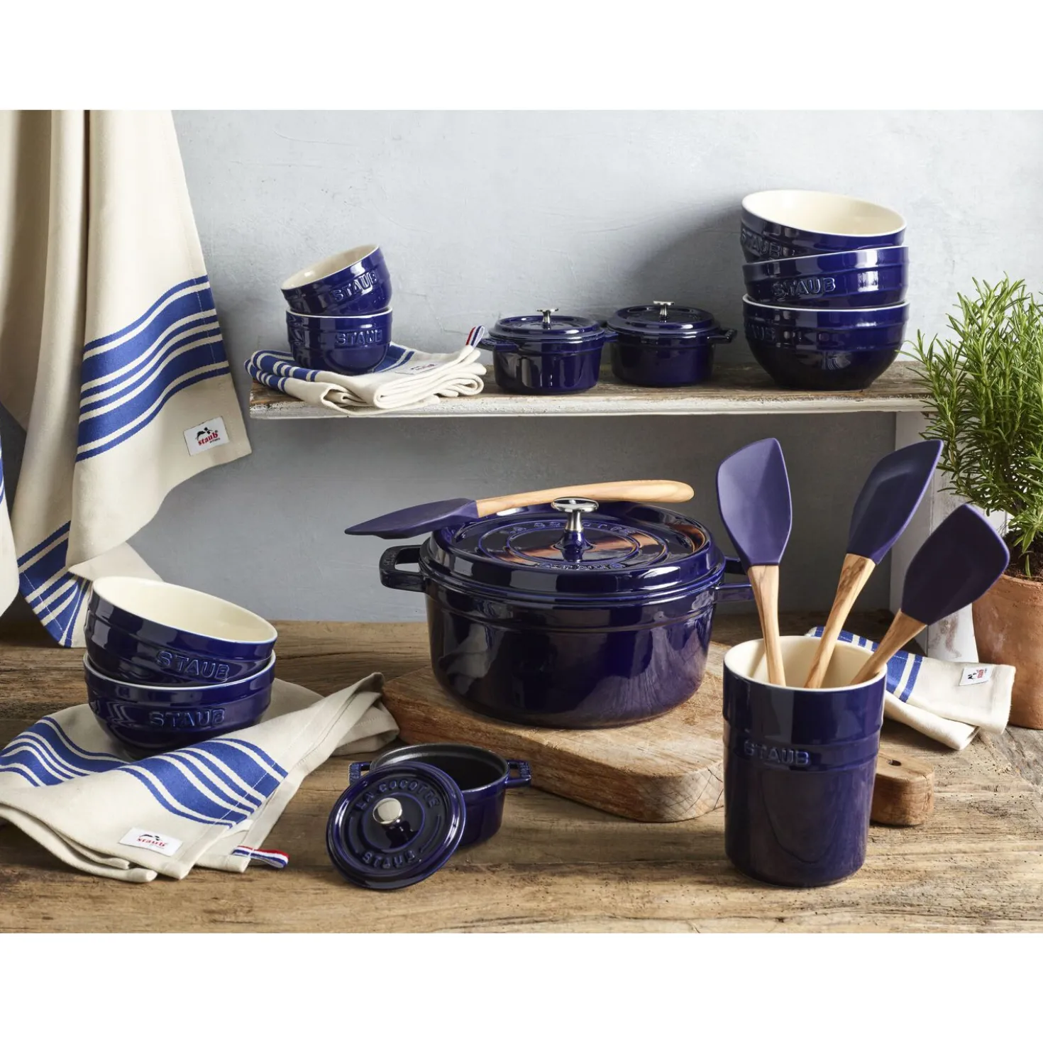 Cocotte 20 cm, rund, Dunkelblau, Gusseisen