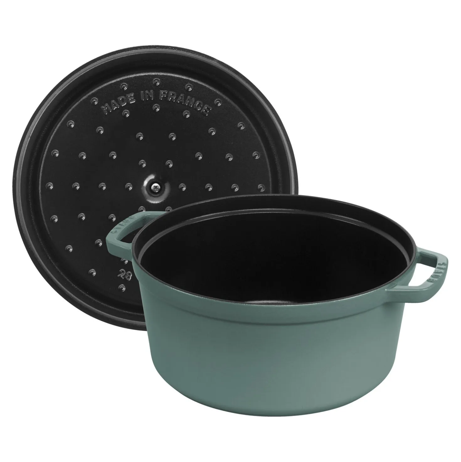 Cocotte 28 cm, rund, Eukalyptus, Gusseisen