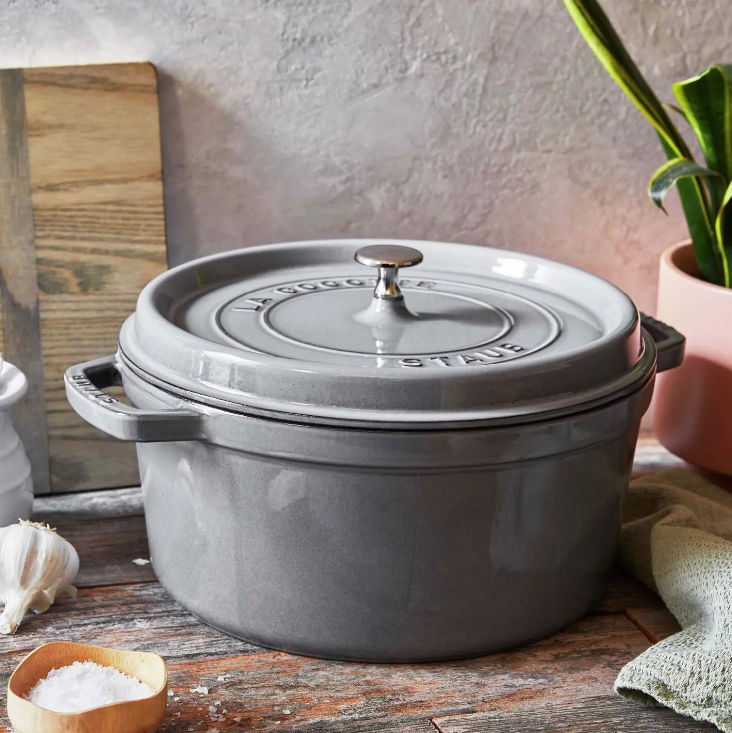 Cocotte 28 cm, rund, Graphit-Grau, Gusseisen