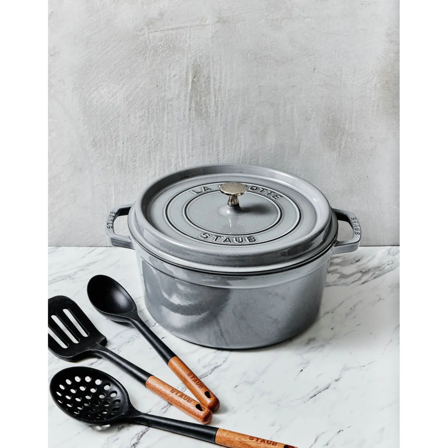 Cocotte 28 cm, rund, Graphit-Grau, Gusseisen