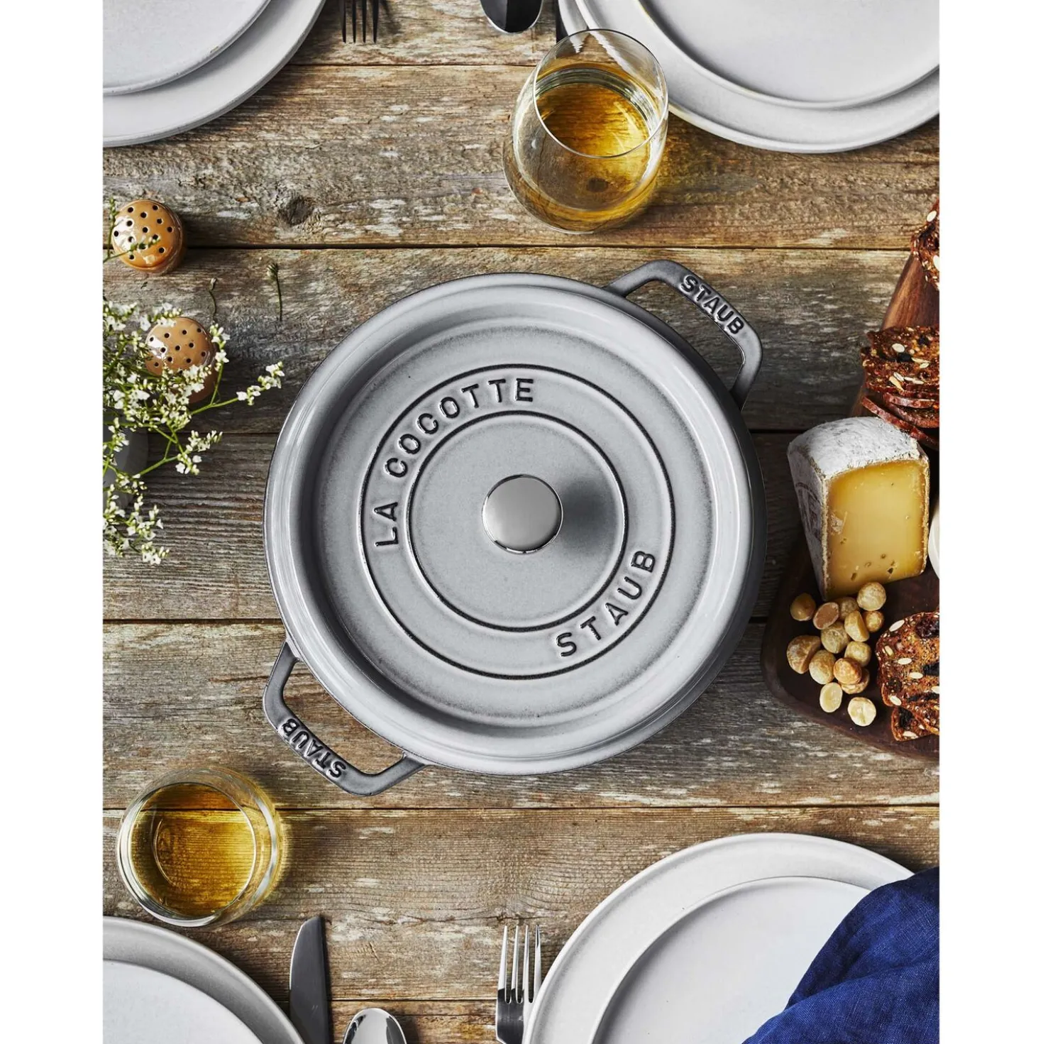 Cocotte 26 cm, rund, Graphit-Grau, Gusseisen